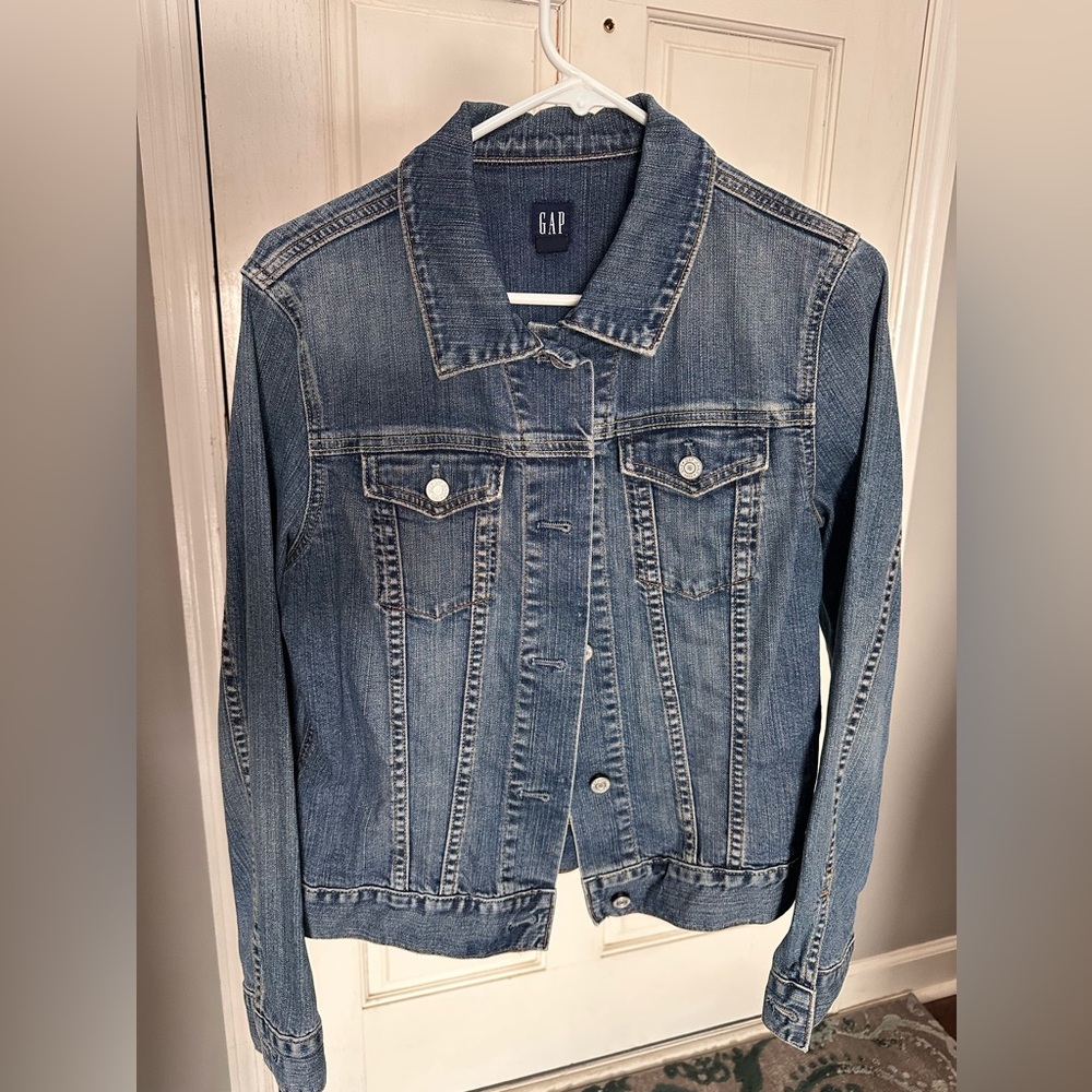 Y2K GAP FITTED JEAN Jacket women’s MEDIUM Jean button also buttons waist vintage